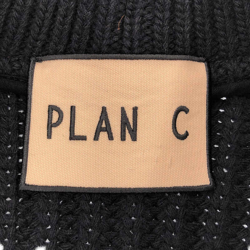 【美品】 Plan C / プランシー | メルトンウール ニット切替 ジャケット ブルゾン | 36 | ブラック/ブラウン | レディース