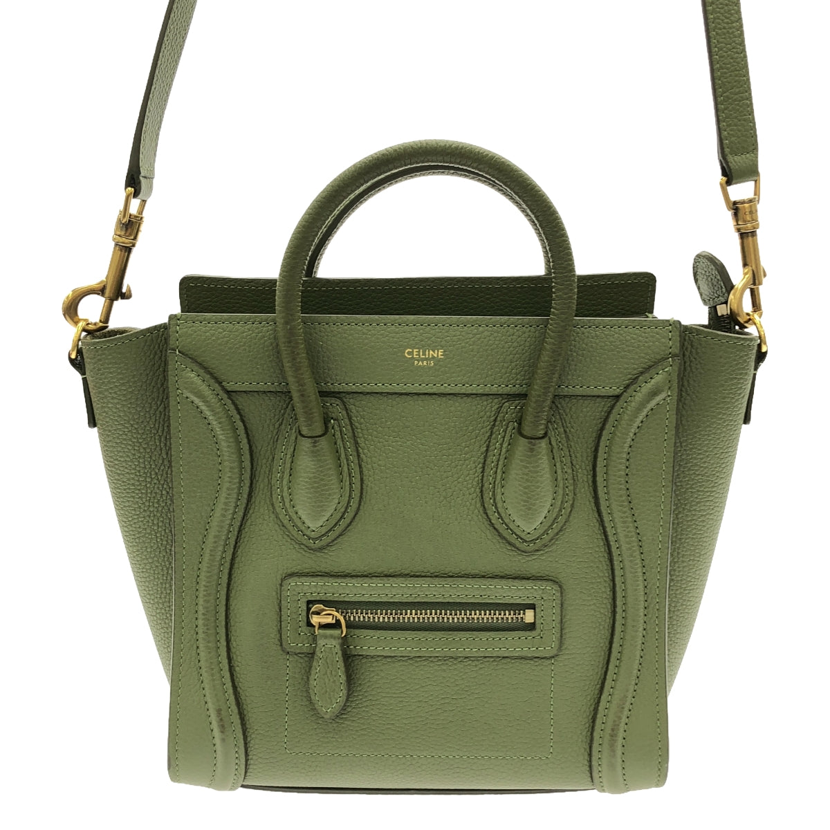 【美品】  CELINE / セリーヌ | ナノ ラゲージ ハンドバッグ 15LK | ナノ | カーキ | レディース