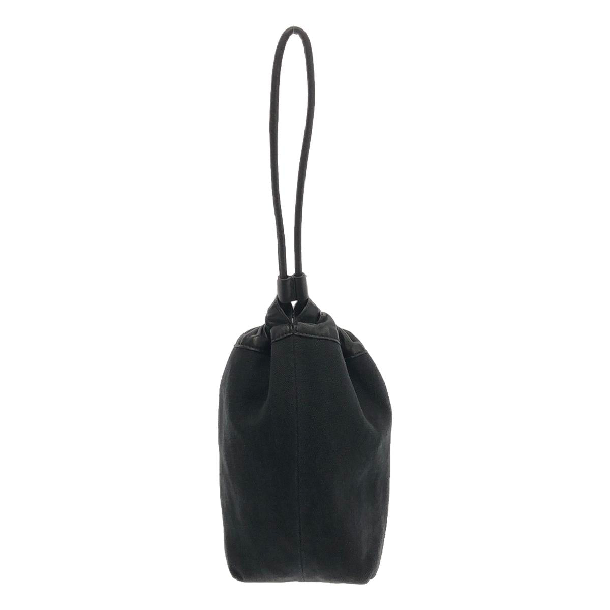 JIL SANDER | DUMPLING POUCH / Leather-trimmed drawstring pouch bag / Unisex | Black | Women's