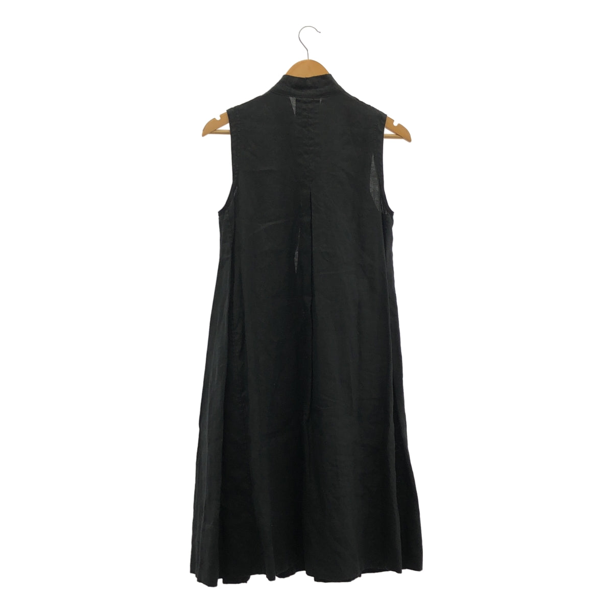 Hands of creation / 핸즈 오브 크리에이션 | 린넨 포켓 첨부 스탠드 칼라 원피스 | F | 블랙 |