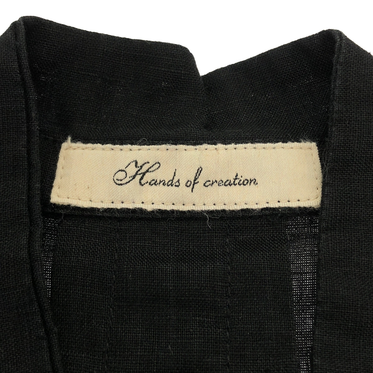 Hands of creation / 핸즈 오브 크리에이션 | 린넨 포켓 첨부 스탠드 칼라 원피스 | F | 블랙 |