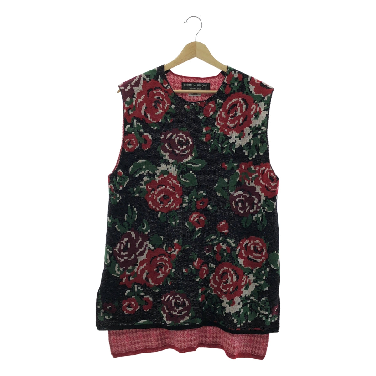 COMME des GARCONS HOMME PLUS / 콤데 갤슨 옴플루스 | 2022SS/AD2021 | 꽃의 존재기 꽃무늬 자가드 민소매 니트 베스트 | M | 남성