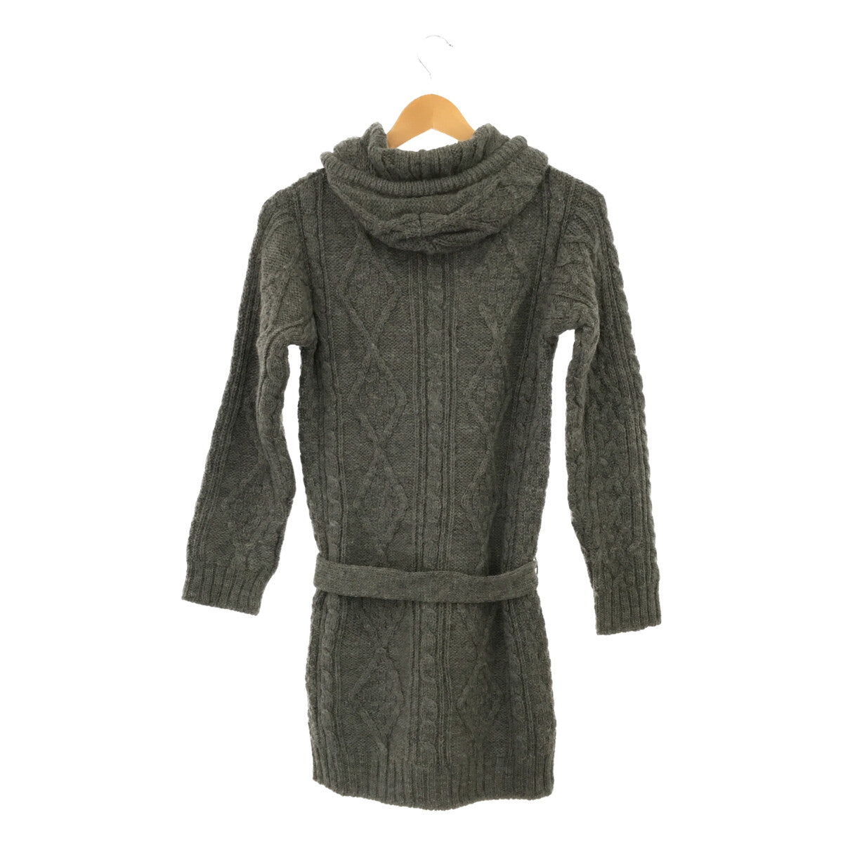 約翰莫洛伊 |英國製造羊毛阿蘭針織連帽開襟衫 |灰色 |女性的