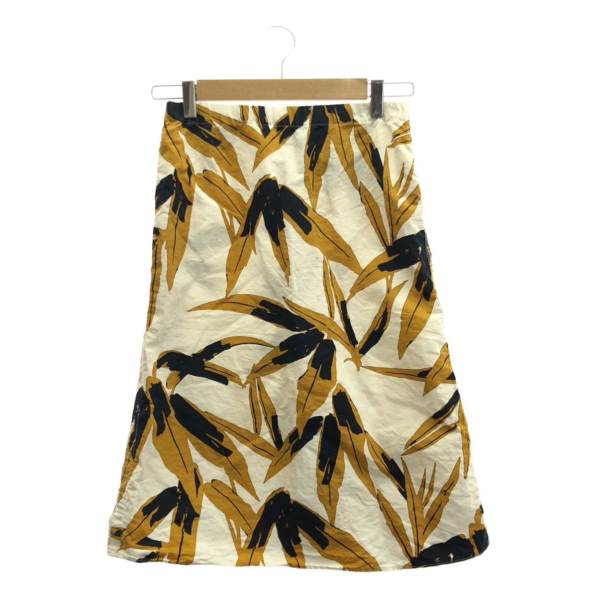 MARNI / マルニ | リーフプリント ロングスカート | 36 | イエロー/ネイビー/ホワイト | レディース