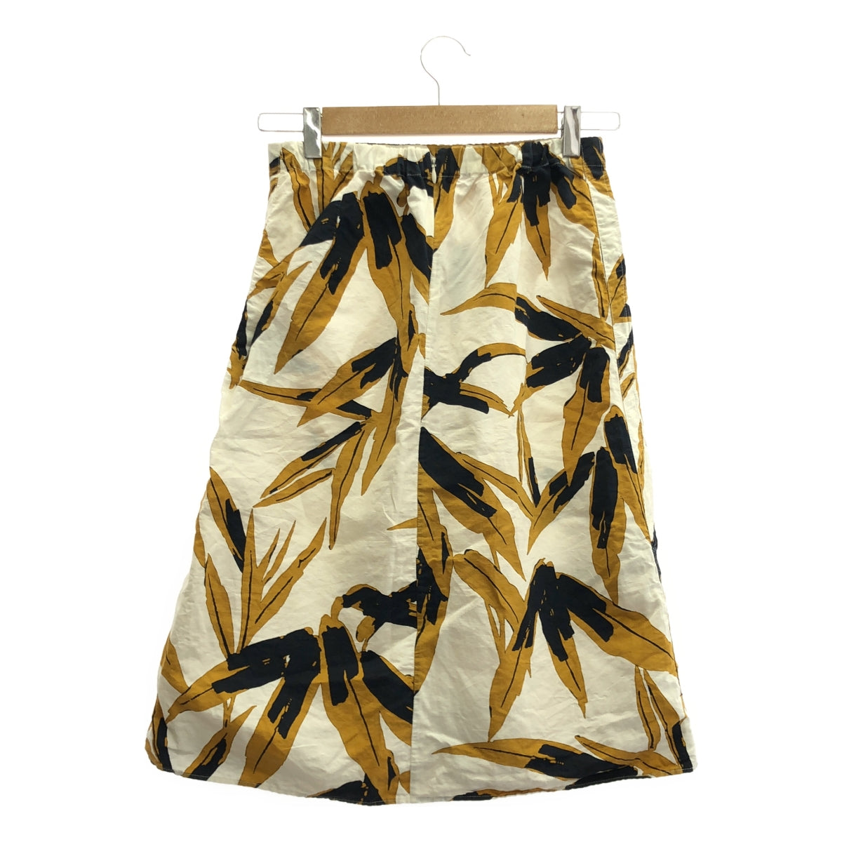 MARNI / マルニ | リーフプリント ロングスカート | 36 | イエロー/ネイビー/ホワイト | レディース