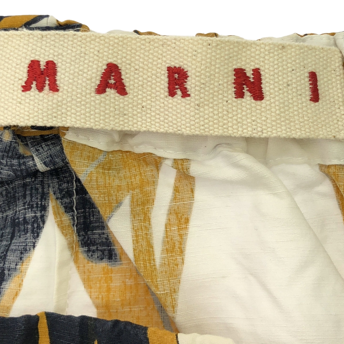 MARNI / マルニ | リーフプリント ロングスカート | 36 | イエロー/ネイビー/ホワイト | レディース