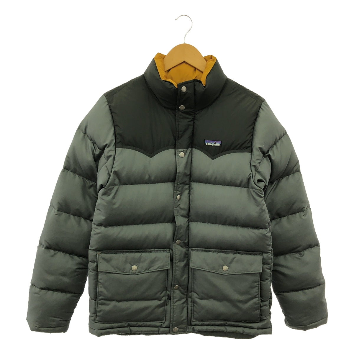 Patagonia / 파타고니아 | Slingshot Down Jacket 다운 재킷 | S | 회색 / 겨자 | 남성