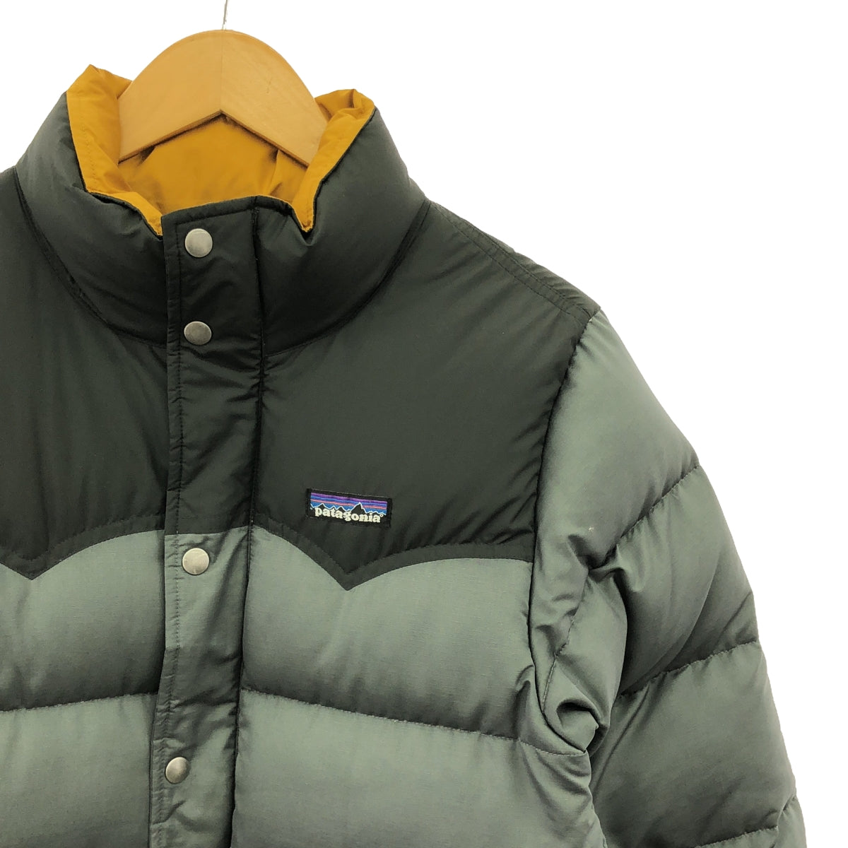 Patagonia / 파타고니아 | Slingshot Down Jacket 다운 재킷 | S | 회색 / 겨자 | 남성