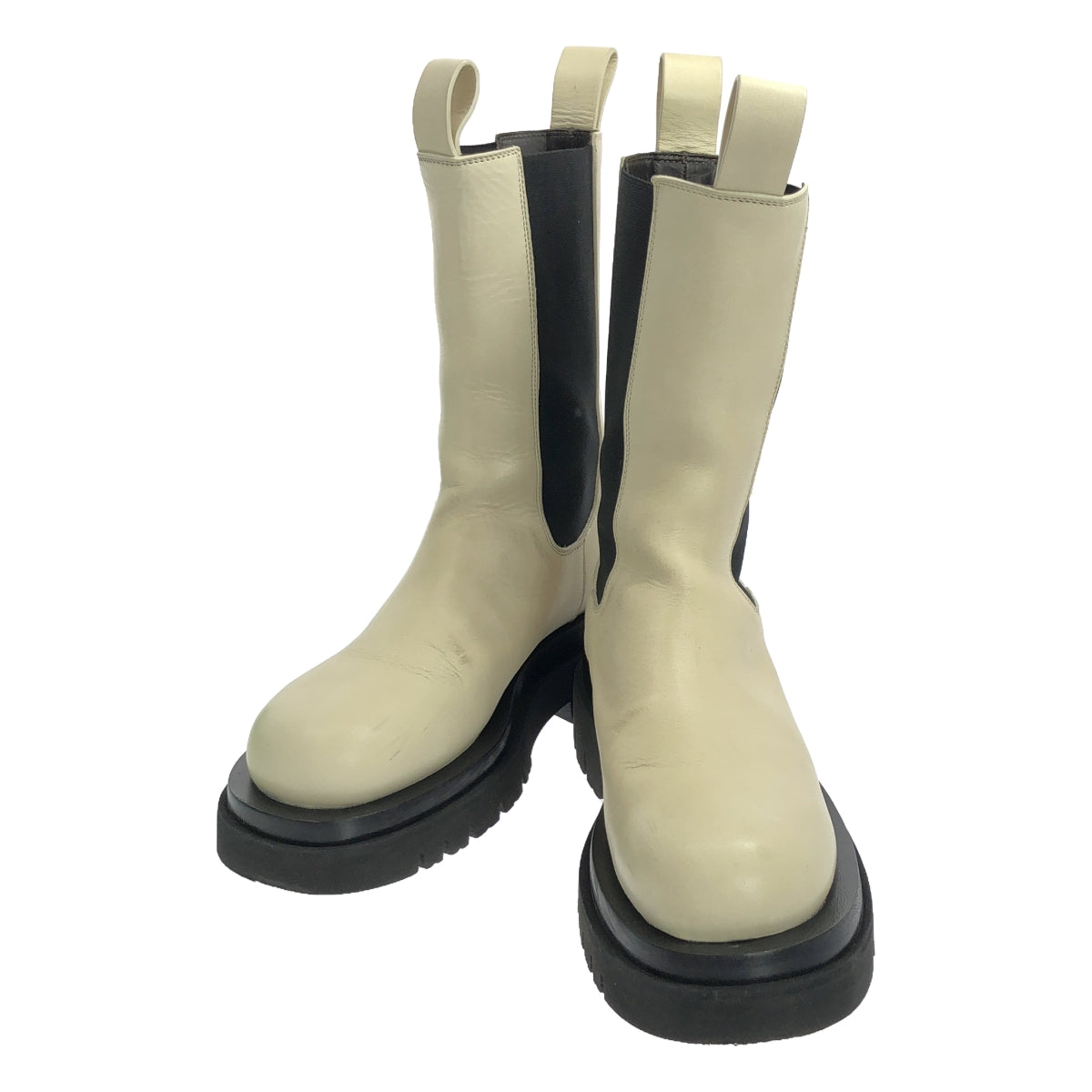 BOTTEGA VENETA / ボッテガヴェネタ | Lug Boots サイドゴア レザーラグブーツ | 37 | ホワイト/ブラック | レディース