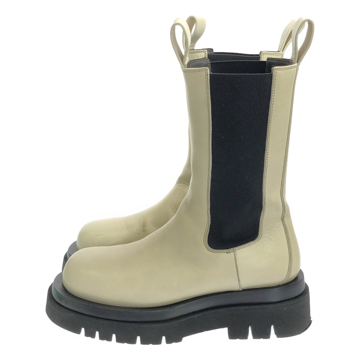 BOTTEGA VENETA / ボッテガヴェネタ | Lug Boots サイドゴア レザーラグブーツ | 37 | ホワイト/ブラック | レディース