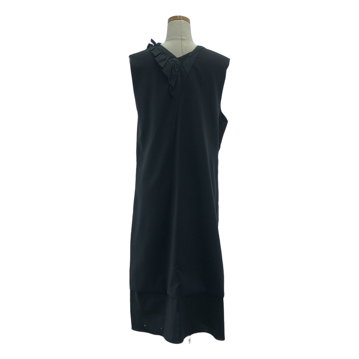 Hussein Chalayan / フセインチャラヤン | フリル装飾 アシンメトリー ドレス ワンピース / 総裏地 | 44 | ブラック | レディース