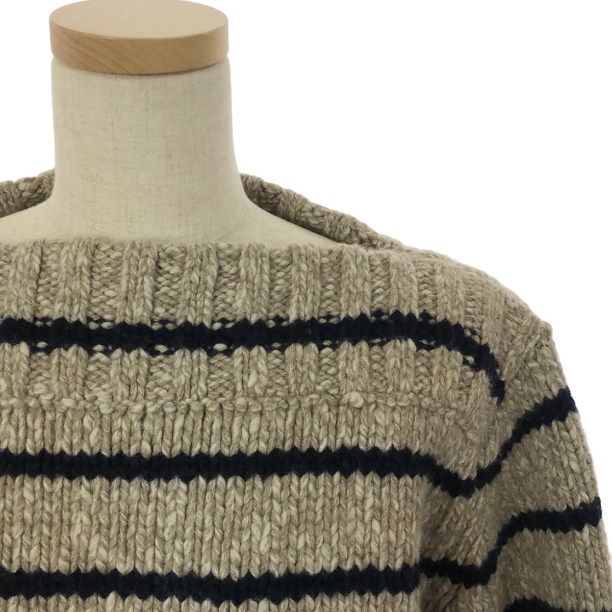 CELINE / セリーヌ | 2023AW | MARINIERE BOAT NECK SWEATER IN WOOL クルーネックニット | S | ベージュ/ネイビー | レディース