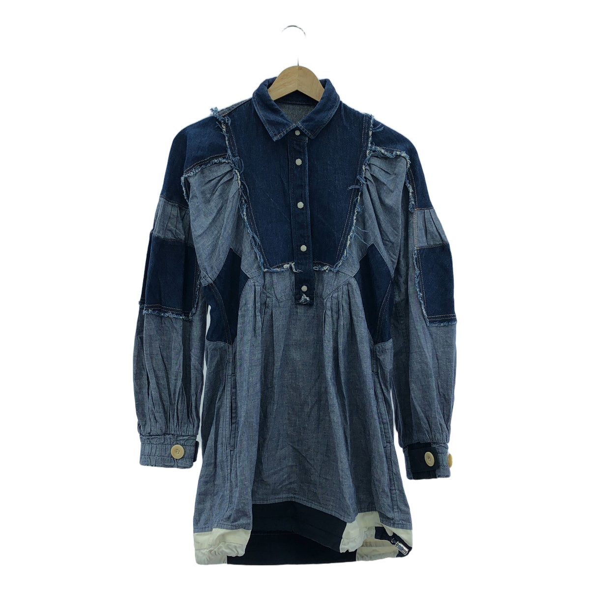 sacai | Denim cut-off shirt dress | 1 | Women's