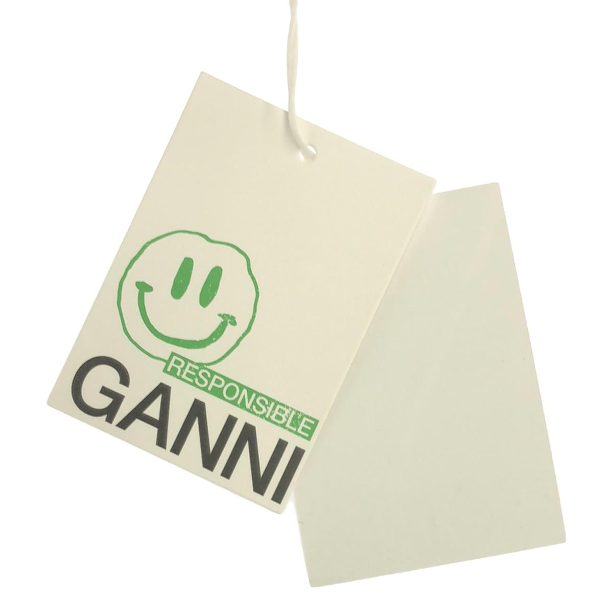 【美品】 Ganni / ガニー | チェック シアサッカー ギャザー スクエアネック ティアード ワンピース | 36 | ブルー | レディース