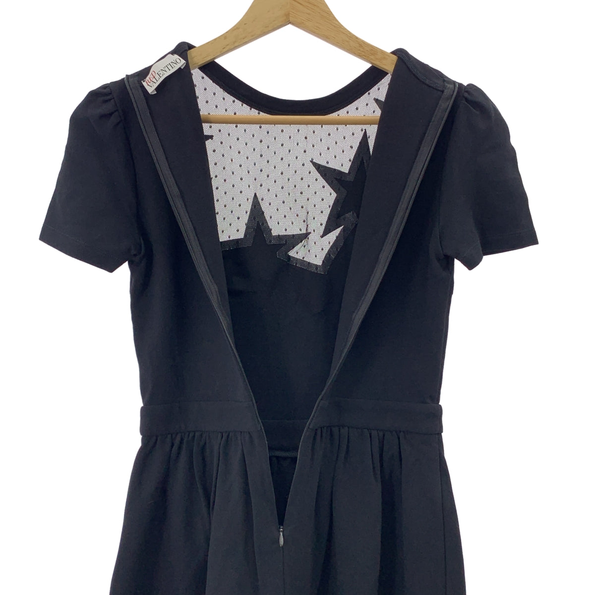 RED VALENTINO / 레드 발렌티노 | 스타 튤 전환 개더 원피스 | XS | 블랙 |