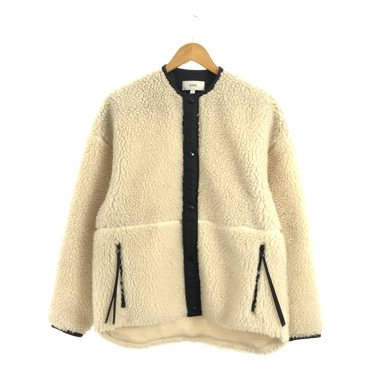 HYKE / ハイク | 2022AW | FAUX SHEARLING JACKET ボアフリース ノーカラージャケット | 1 | レデ – KLD