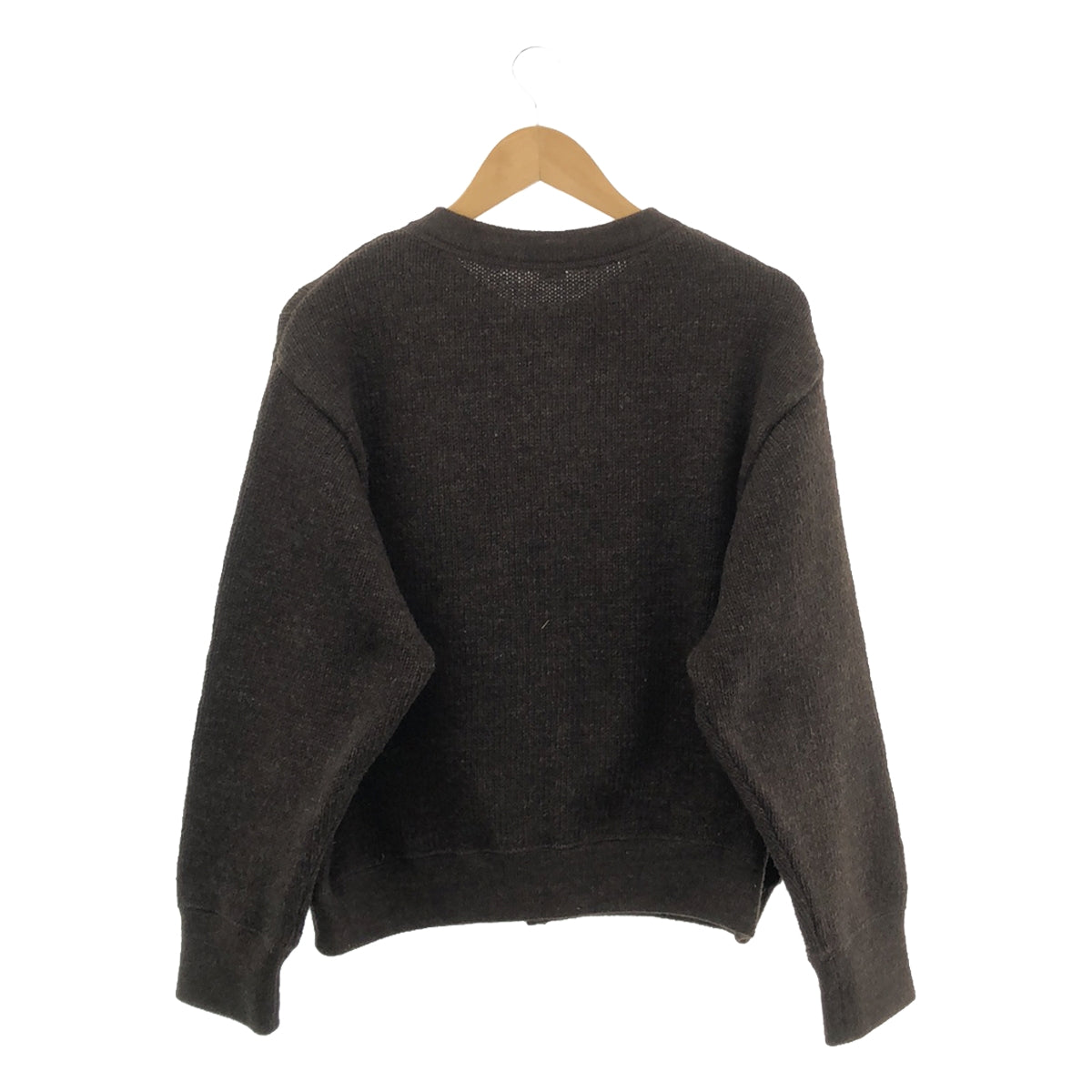 45r / 四十五 R |羊毛亞麻混紡圓領開襟衫 | 2 |深棕色 |女性的