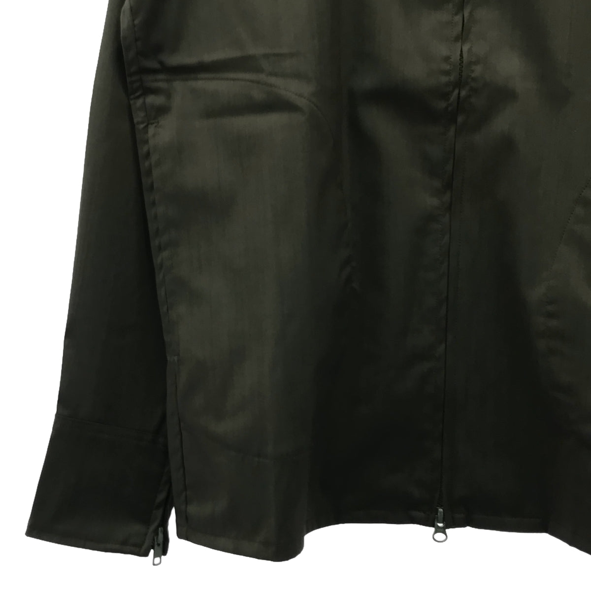 【신품】 prasthana / 프라스타나 | W / SOLOTEX no collar zip up shirt 셔츠 | M | 카키 | 남성