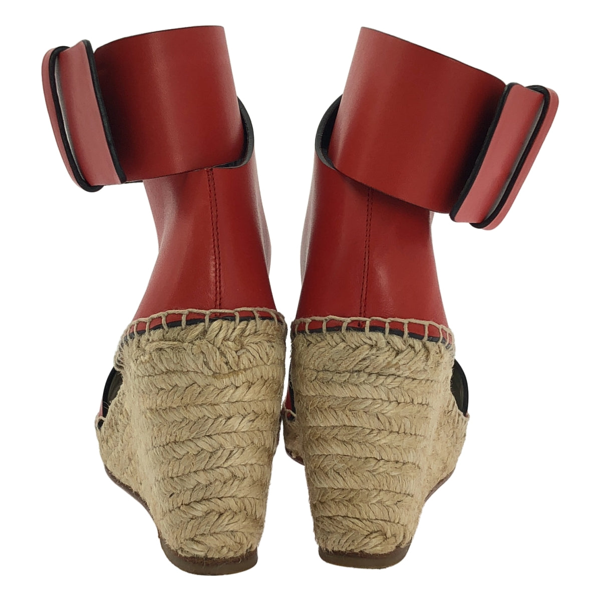 CELINE / セリーヌ | by Phoebe Philo フィービー / アンクルストラップ ウェッジソール サンダル | 36 | ベージュ/レッド | レディース
