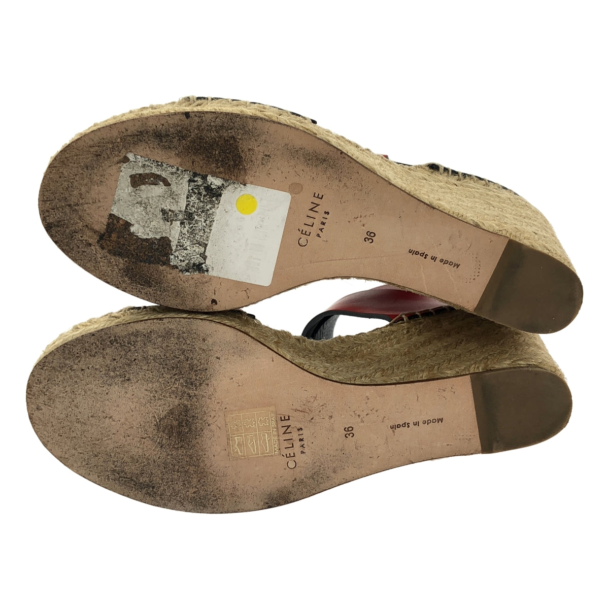 CELINE / セリーヌ | by Phoebe Philo フィービー / アンクルストラップ ウェッジソール サンダル | 36 | ベージュ/レッド | レディース
