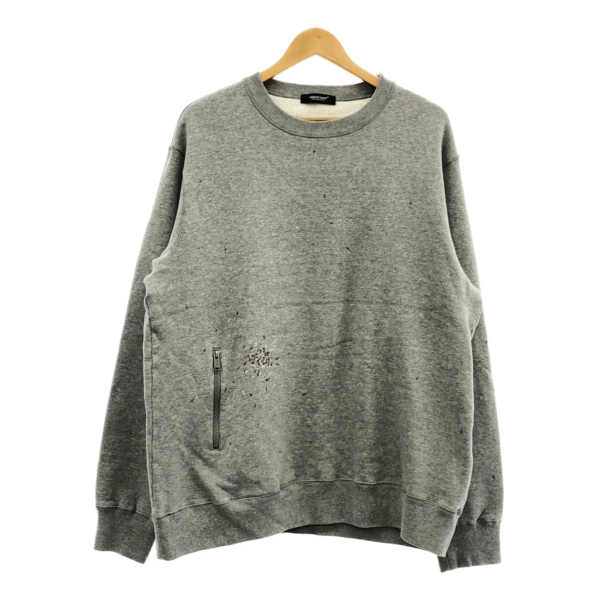 【美品】 UNDER COVER / アンダーカバー | 2024AW | クロスステッチ 刺しゅう ジップポケット クルーネック スウェット | 4 | グレー | メンズ