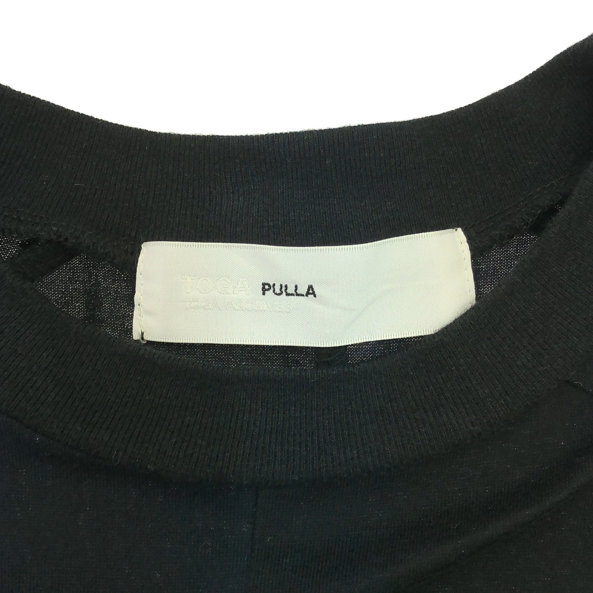 TOGA PULLA / トーガプルラ | コットン パッチワーク フレアスリーブ カットソー | 36 | ブラック/ネイビー | レディース