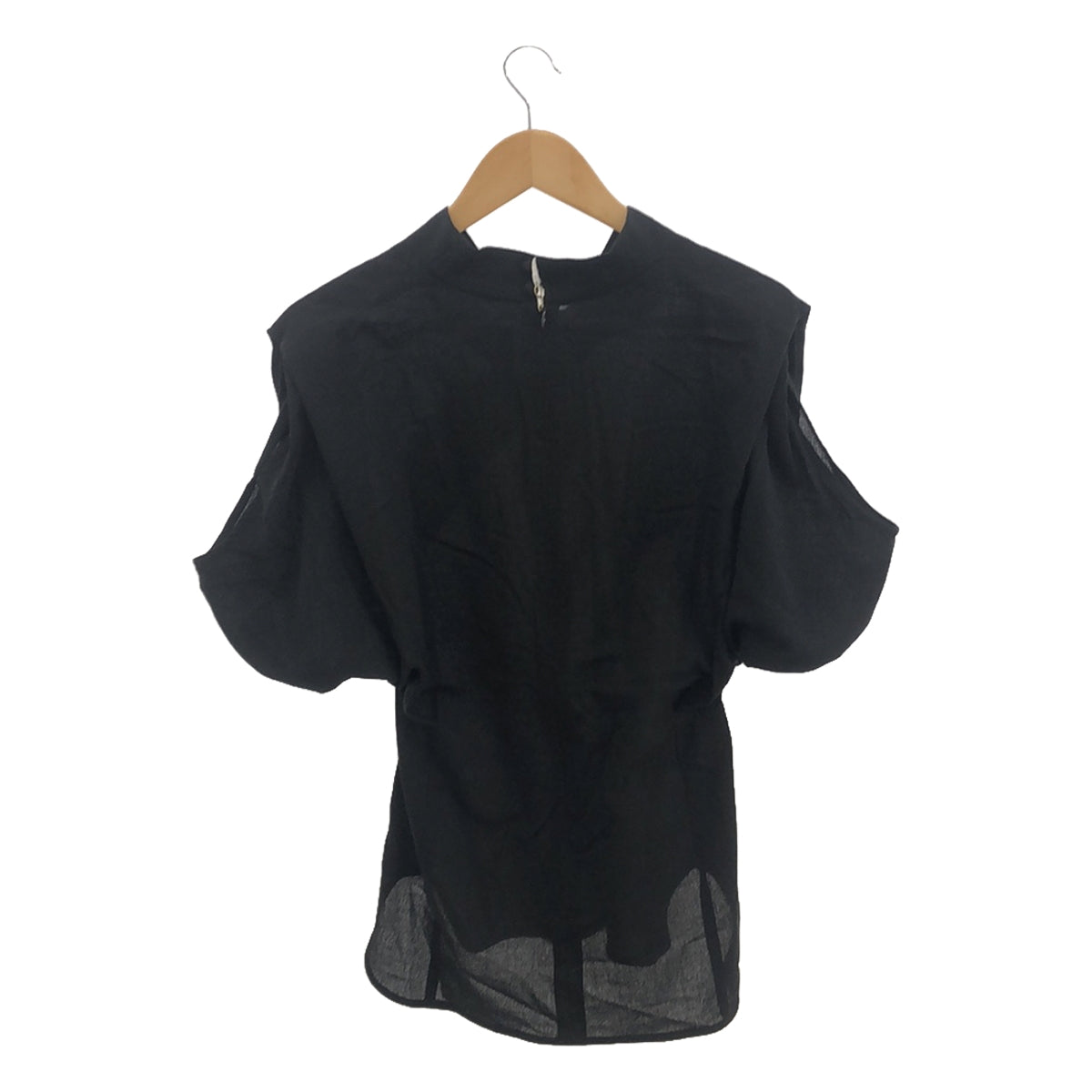 Mame Kurogouchi | Crepe Buttoned V-Neck Top | 2 | Black | Women's