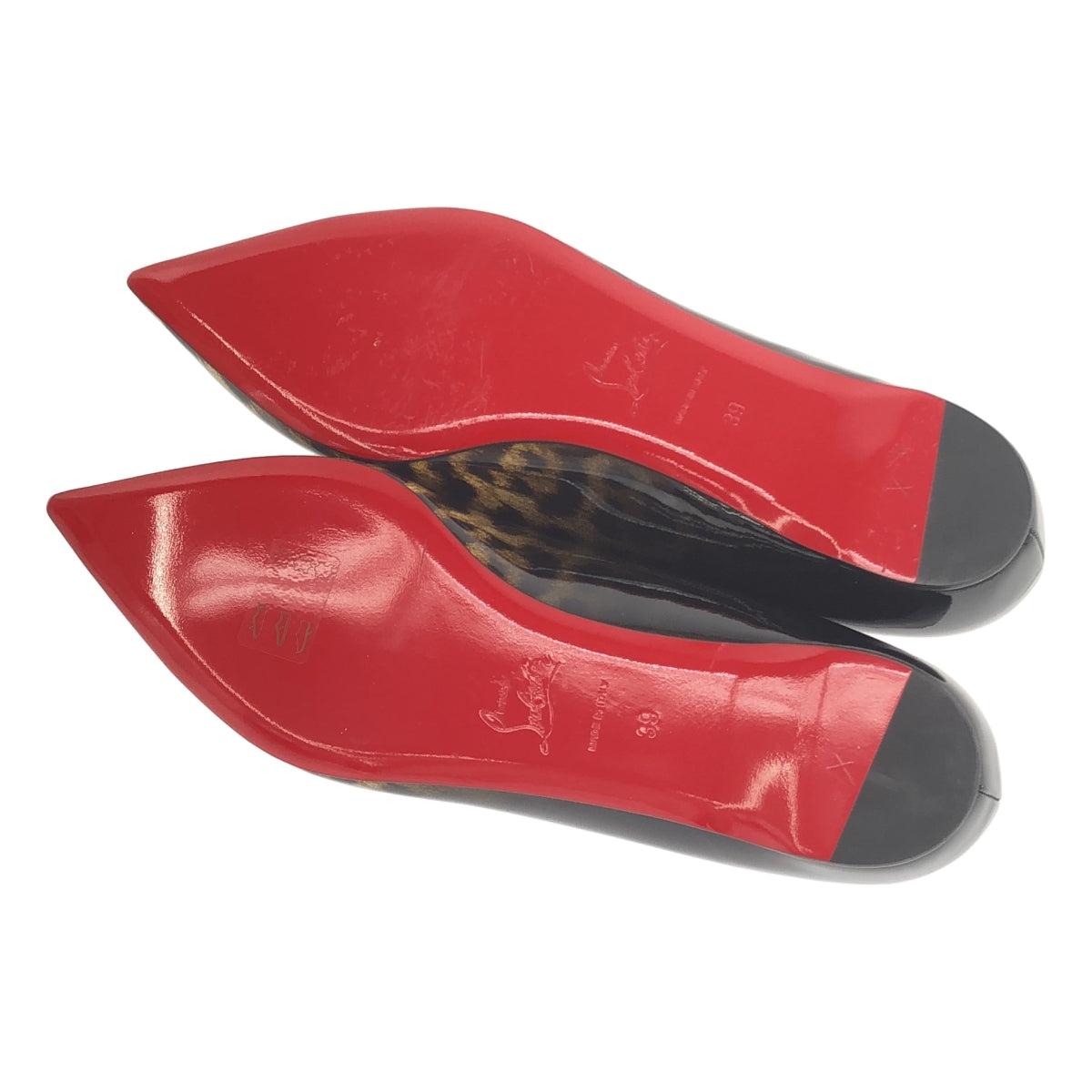 Christian Louboutin / 기독교 루부탄 | 특허 가죽 레오파드 플랫 슈즈 | 39 | 베이지 / 블랙 | 여성