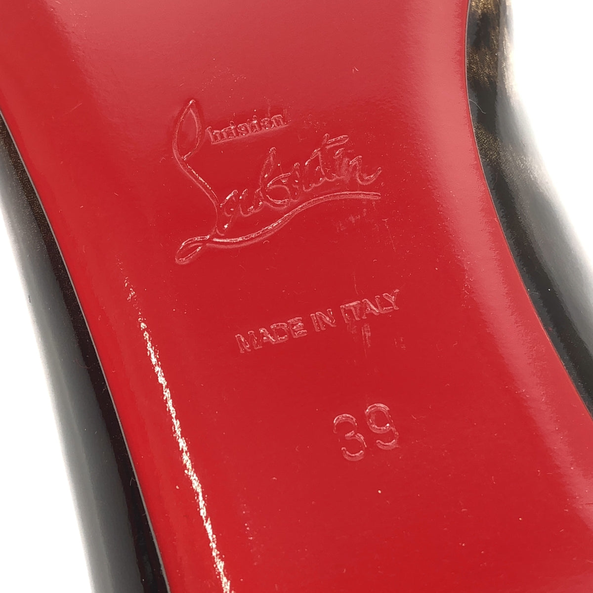 Christian Louboutin / 기독교 루부탄 | 특허 가죽 레오파드 플랫 슈즈 | 39 | 베이지 / 블랙 | 여성