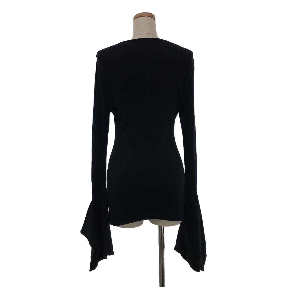 HARUNOBUMURATA / ハルノブムラタ | 2023AW | DRAPE CUFFS SMOOTH KNIT TOP ドレープニットトップス | 36 | ブラック | レディース