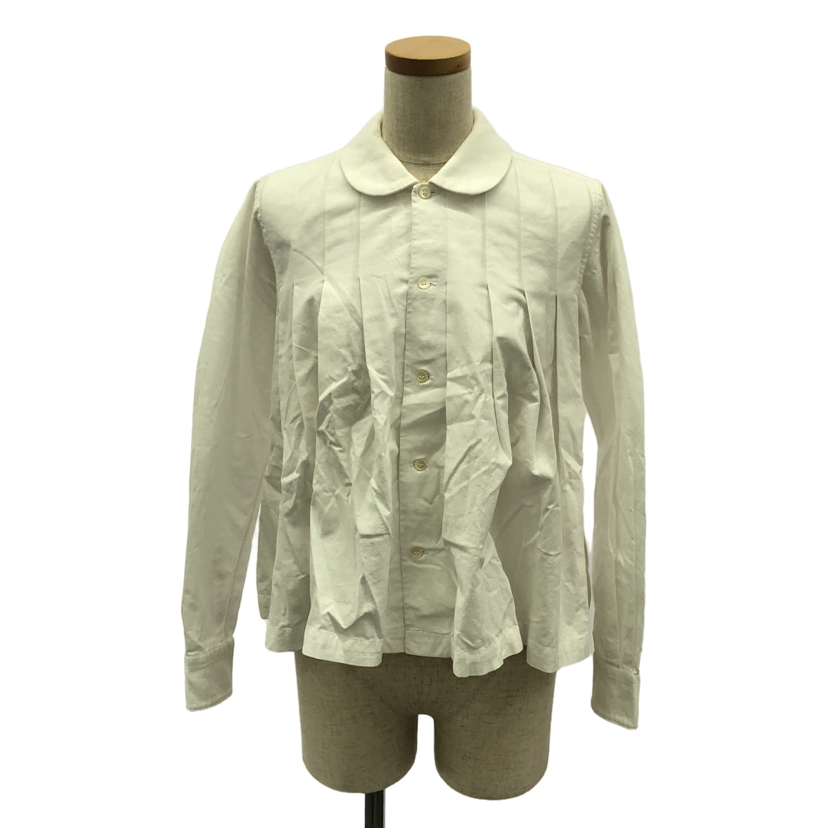 COMME des GARCONS | 2017SS | Round collar pleated shirt blouse | XS | White | Women's