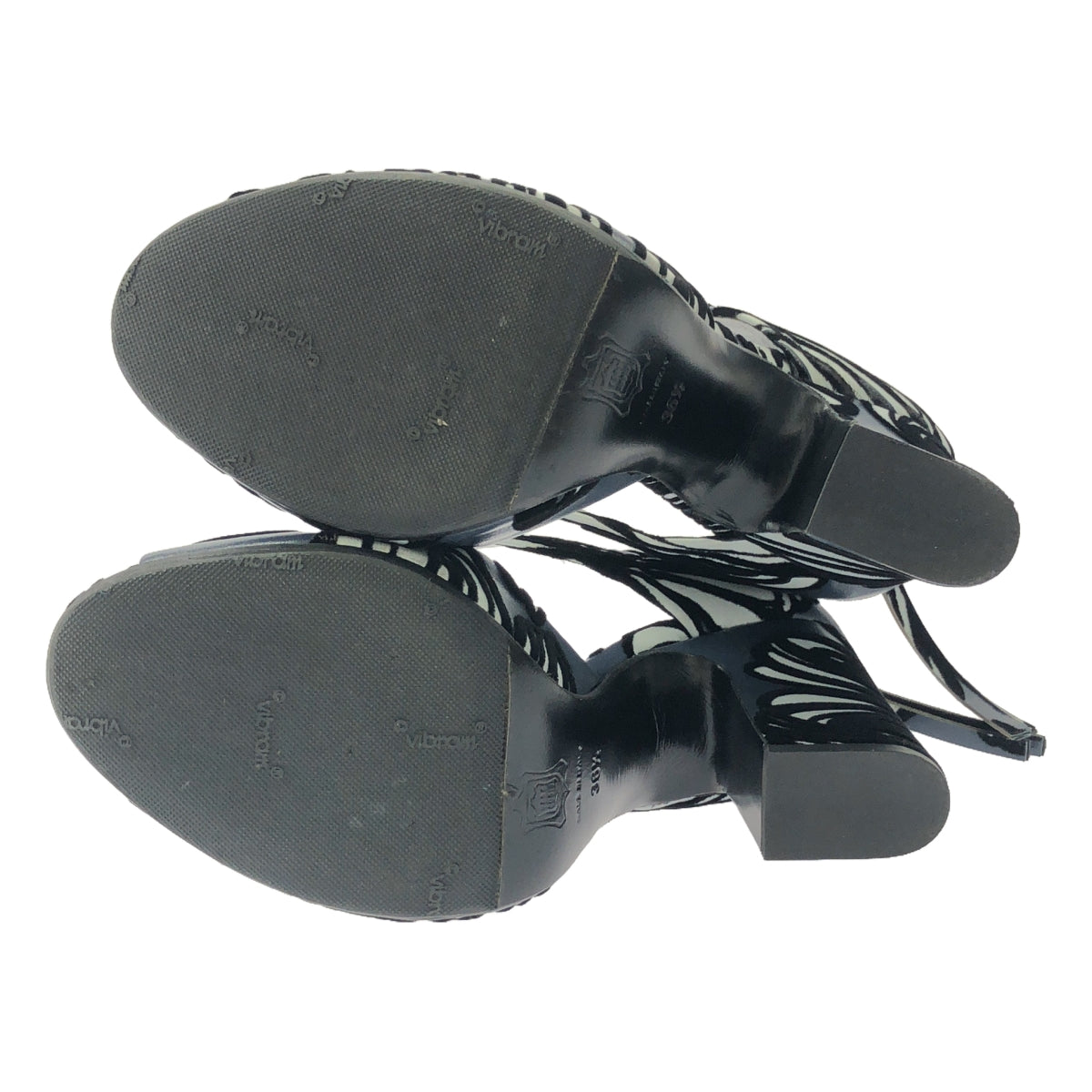 PIERRE HARDY / ピエールアルディ | 総柄 オープントゥ ヒールパンプス | 36 1/2 | ブルー/ホワイト/ブラック | レディース