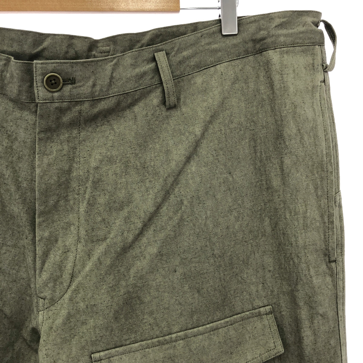 【미품】 Y's for men / 와이즈 포멘 요우지야마모토 | 2024SS | COTTON LINEN SULFIDED OZONE WORK PANTS WITH STRING 코튼 린넨 캔버스 워크 팬츠 | 3 |