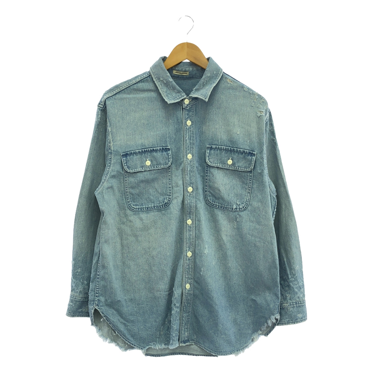 AP STUDIO / エーピーストゥディオ | 2022SS | ATTICK BY JOHNBULL ダメージ デニム シャツ | F | インディゴブルー | レディース