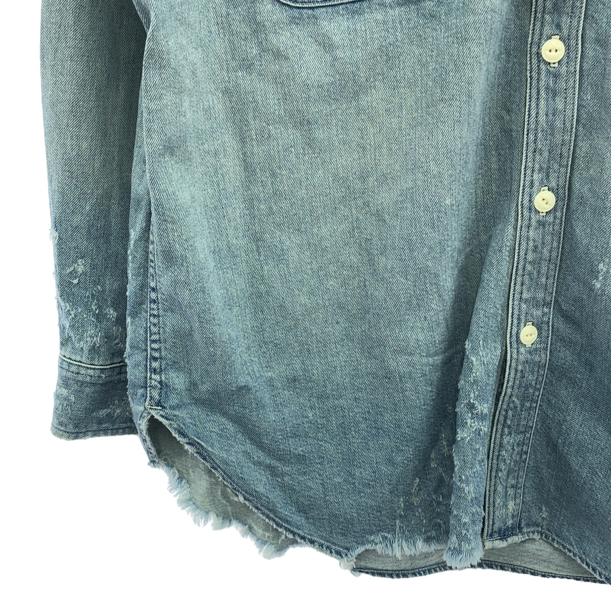 AP STUDIO / エーピーストゥディオ | 2022SS | ATTICK BY JOHNBULL ダメージ デニム シャツ | F | インディゴブルー | レディース