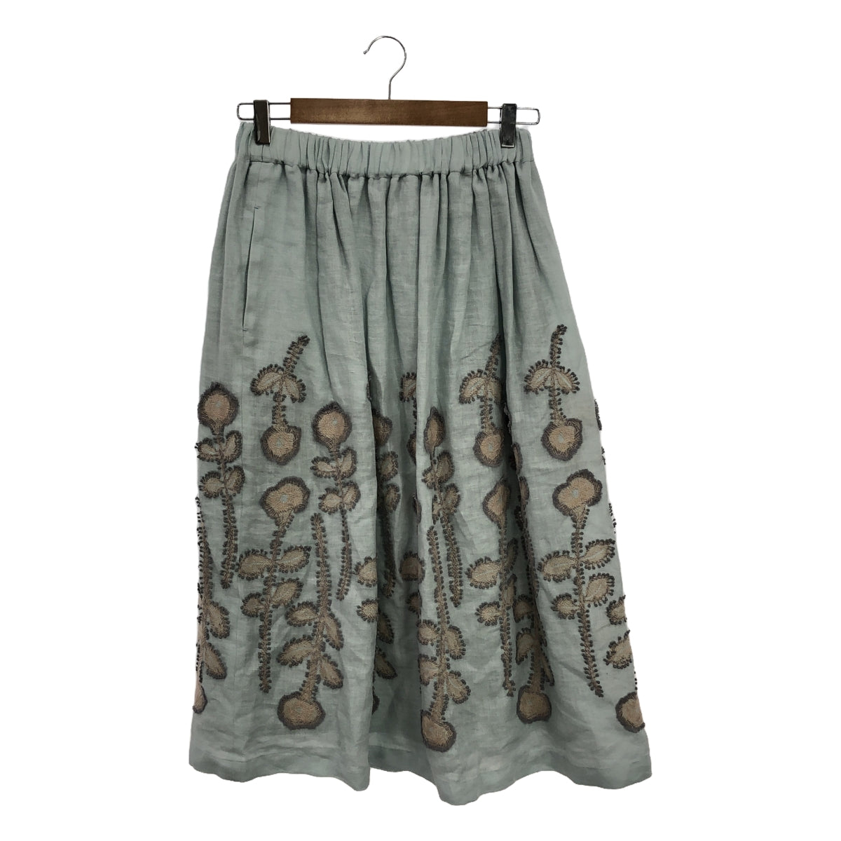 mina perhonen | 2023SS | frost garden / forest garden linen long skirt / lined | 38 | women's