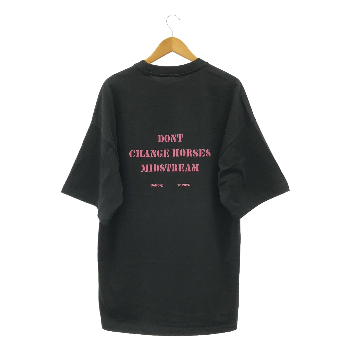 【美品】 OAMC / オーエーエムシー | MIDSTREAM T-SHIRT コットン ロゴ プリント Tシャツ | L | ブラック | メンズ
