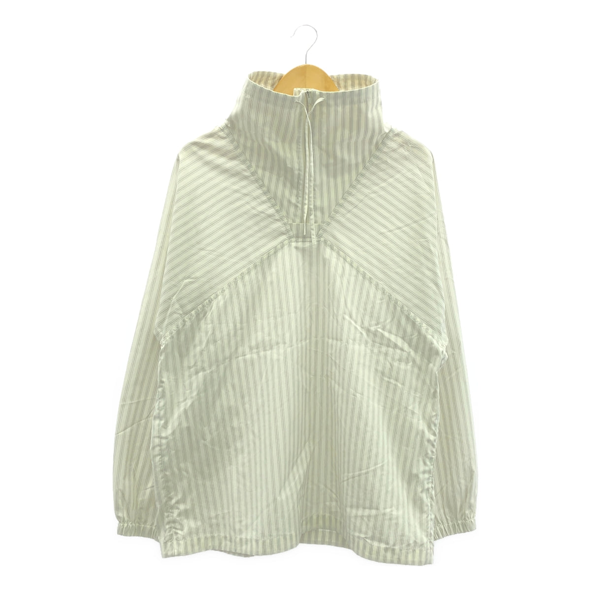 JIL SANDER / ジルサンダー | コットン ストライプ アノラック パーカー | 44 | ホワイト | メンズ