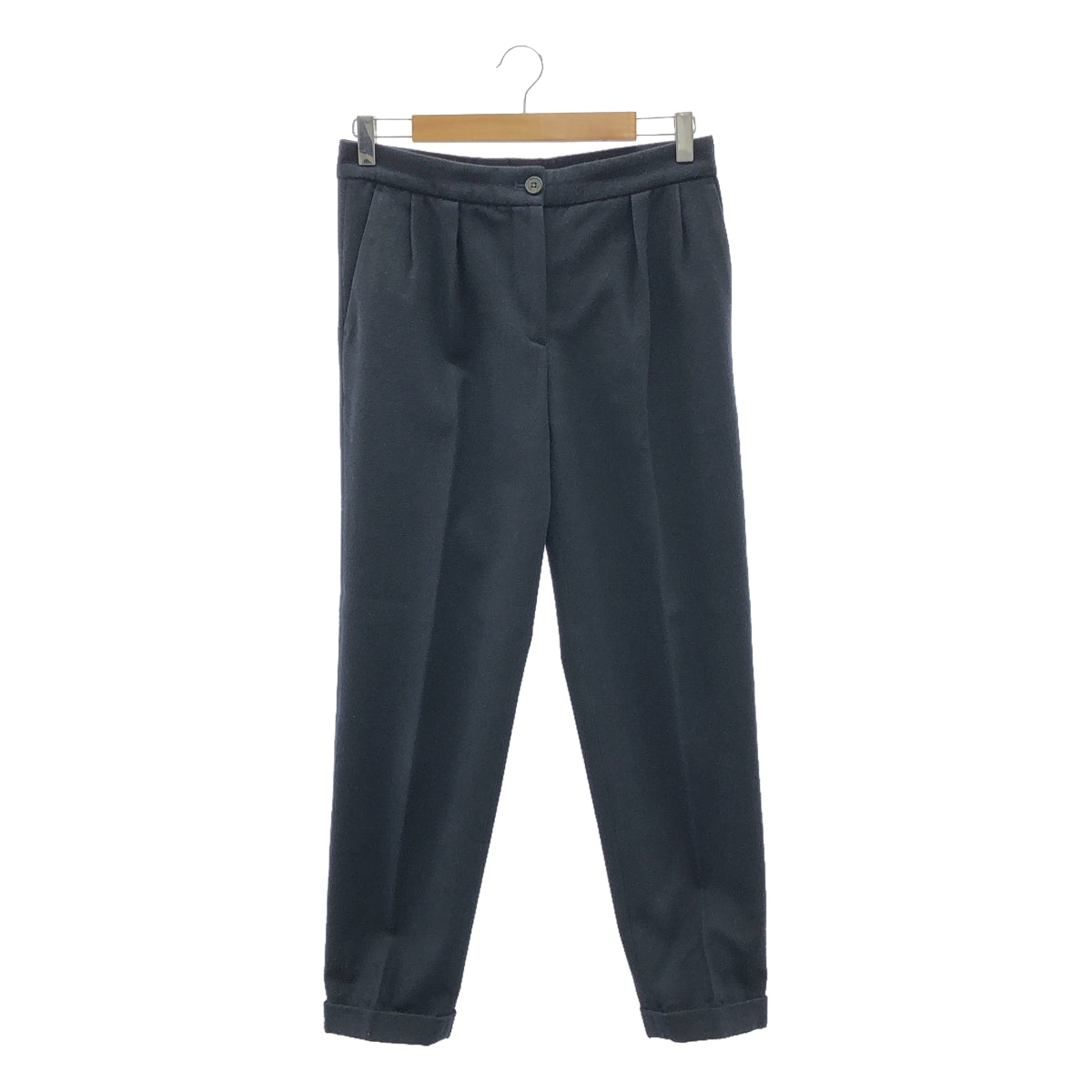 DRIES VAN NOTEN / ドリスヴァンノッテン | ウール 2タック スラックス パンツ | 36 | ネイビー | レディース