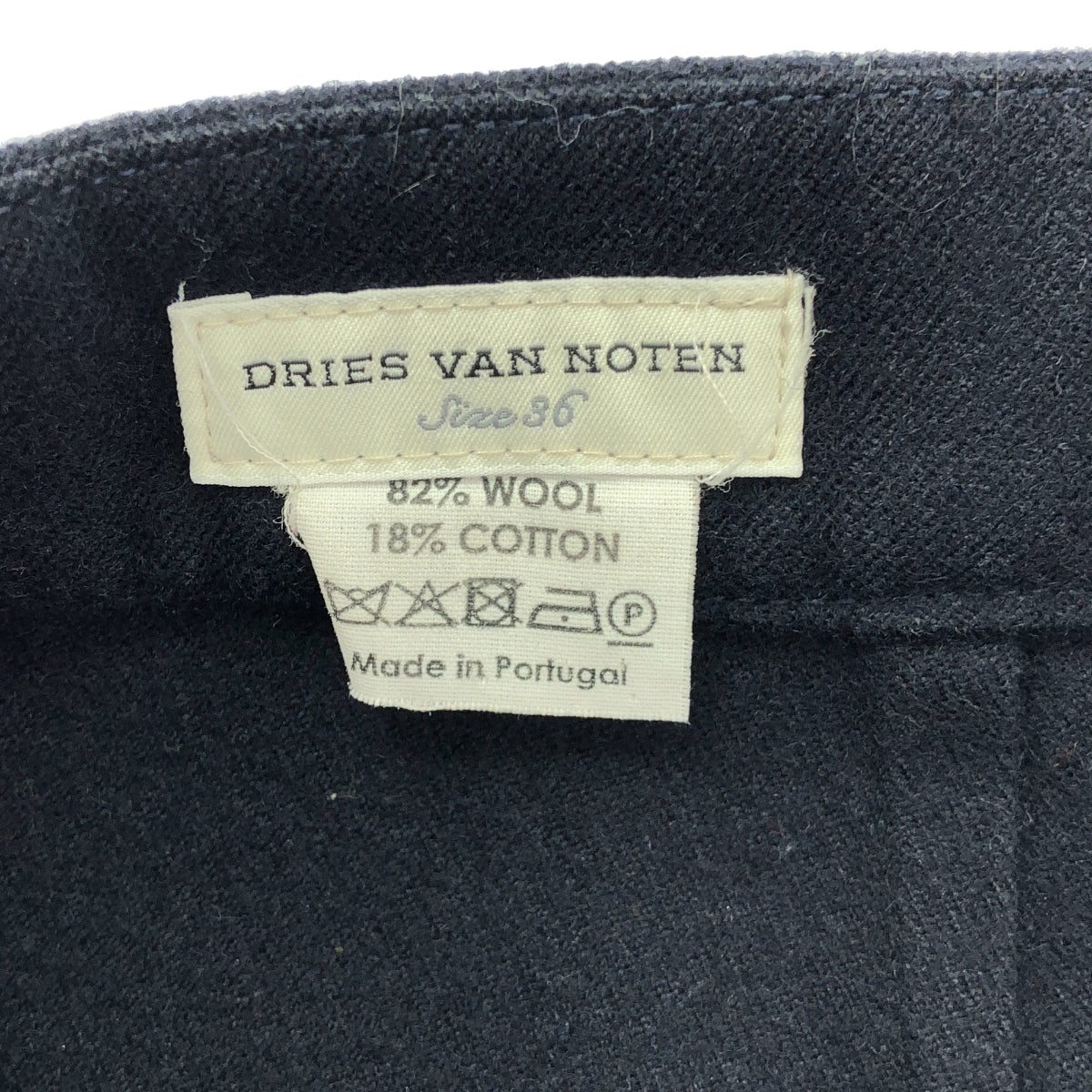 DRIES VAN NOTEN / ドリスヴァンノッテン | ウール 2タック スラックス パンツ | 36 | ネイビー | レディース
