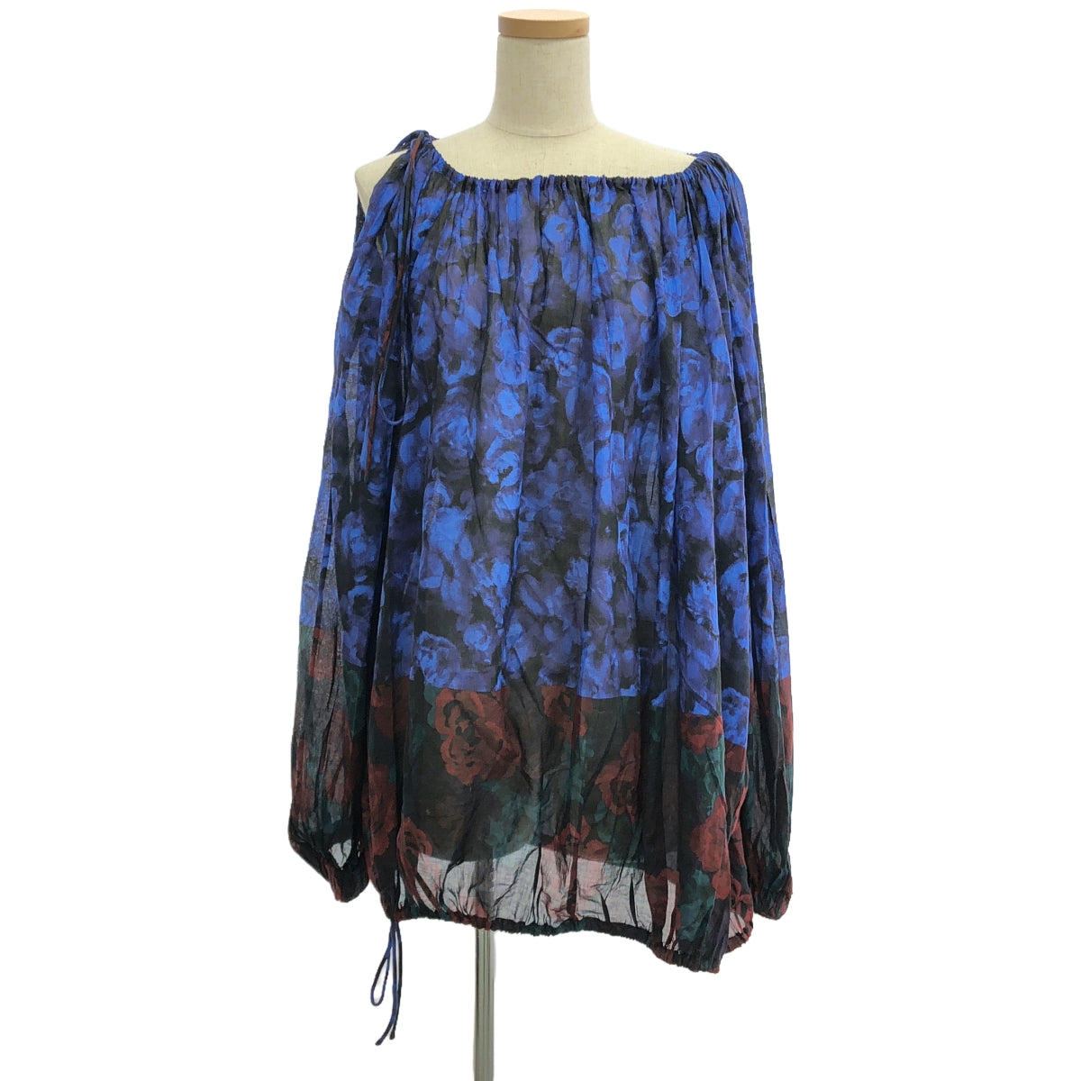 DRIES VAN NOTEN / ドリスヴァンノッテン | 2023SS | CURALA 6141 花柄 ギャザー プルオーバーブラウス | XS | ブルー/レッド/ブラック | レディース