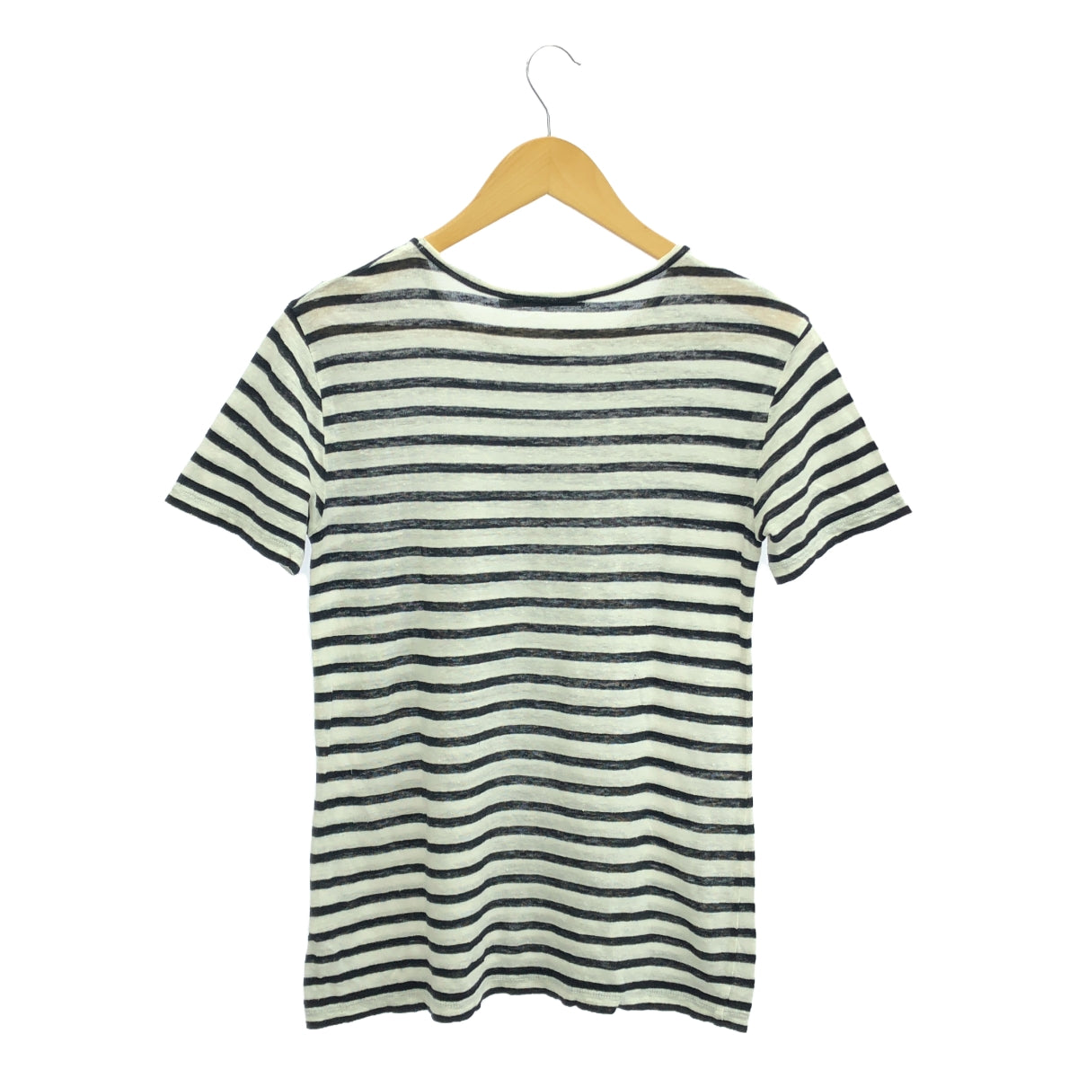 T by Alexander Wang / ティーバイアレキサンダーワン | リネンボーダーカットソー | XS | ホワイト×ブラック | レディース