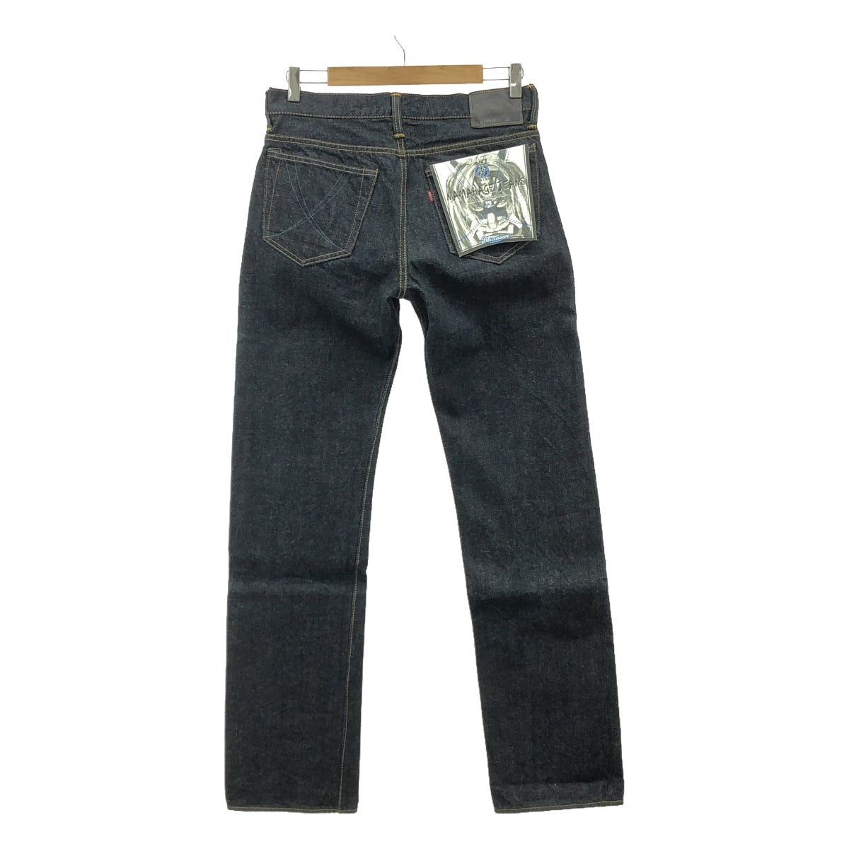【미품】 NAMAHAGE JEANS / 나마하게 청바지 | 0187XX / 가죽 패치 세르빗치 데님 팬츠 | 32 | 인디고 | 남성