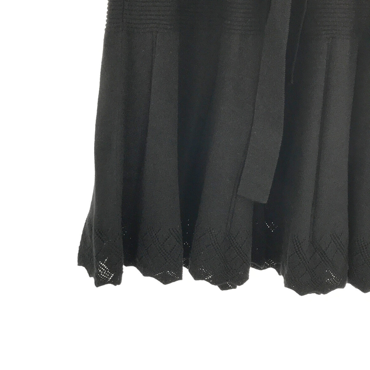 【美品】 TO BE CHIC / トゥー ビー シック | ニット リブ ジャガード 切替 フレア ワンピース | 2 | ブラック | レディース