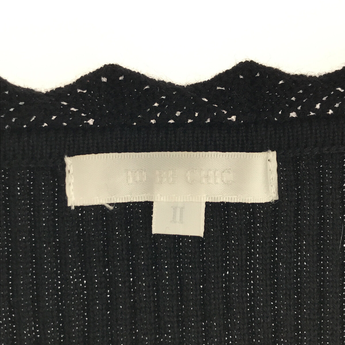 【美品】 TO BE CHIC / トゥー ビー シック | ニット リブ ジャガード 切替 フレア ワンピース | 2 | ブラック | レディース