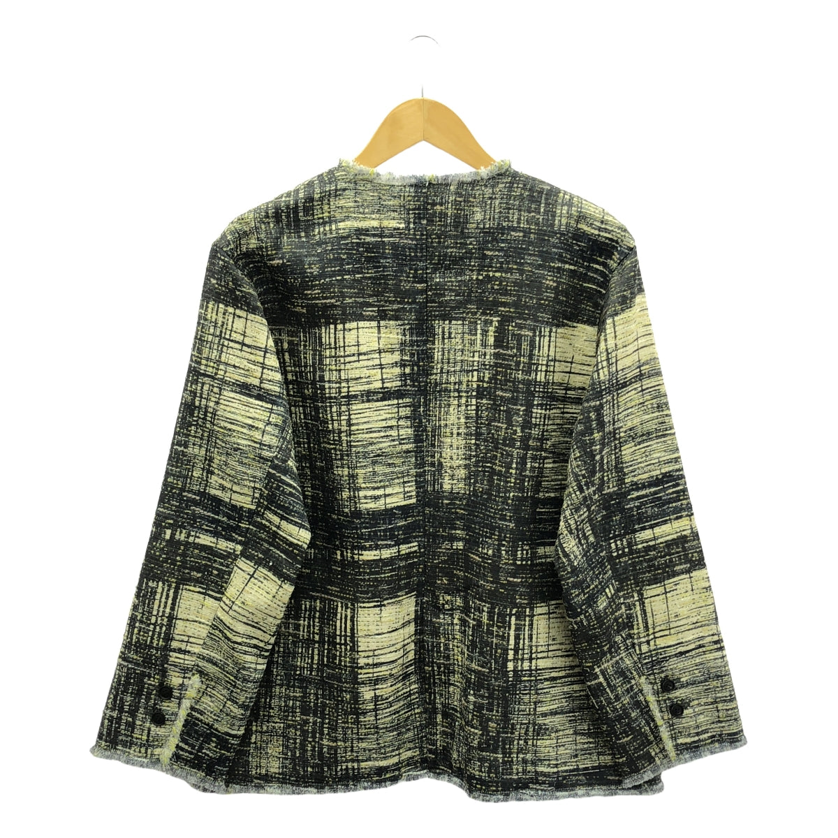 【美品】 AMERI / アメリ | LADY LIKE PRINT TWEEDS JACKET / ツイード ノーカラージャケット / 総裏地 | S | マルチカラー | レディース