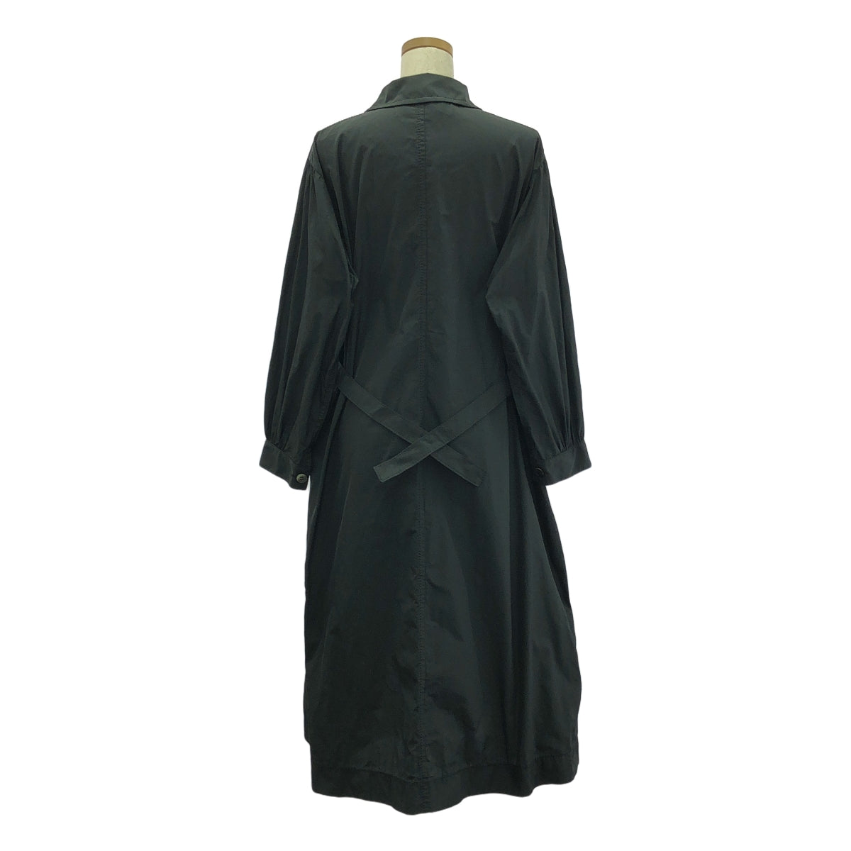 【美品】  tao COMME des GARCONS / タオコムデギャルソン | 2022SS | ポリエステル ステッチワーク ベルテッド コート | M | ブラック | レディース