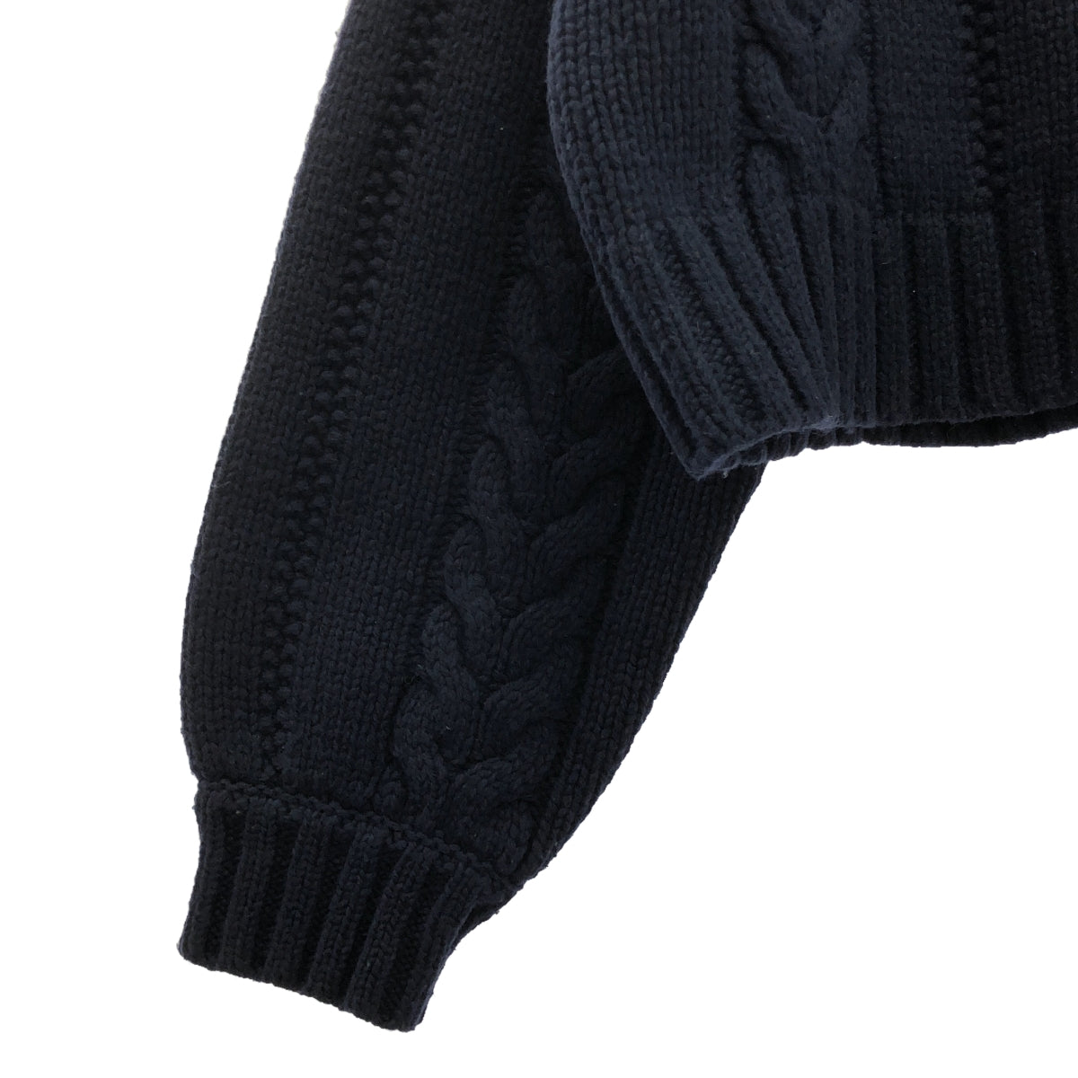 CLANE / クラネ | SHORT CABLE TURTLE KNIT TOPS ケーブルニットトップス | 2 | ネイビー | レディース