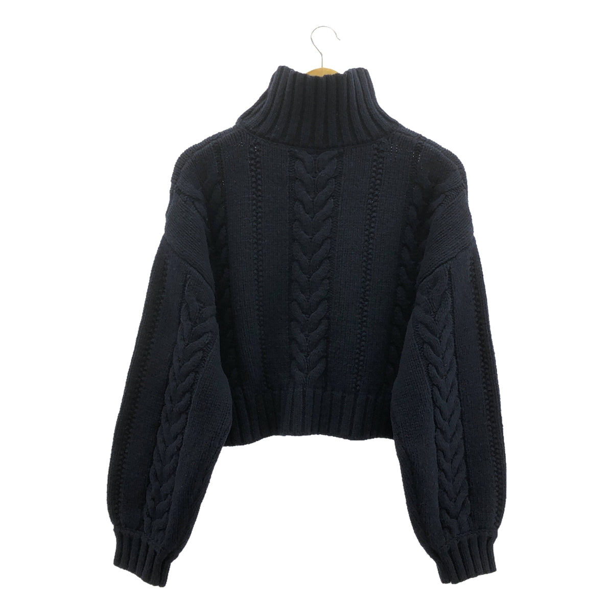 CLANE / クラネ | SHORT CABLE TURTLE KNIT TOPS ケーブルニットトップス | 2 | ネイビー | レディース