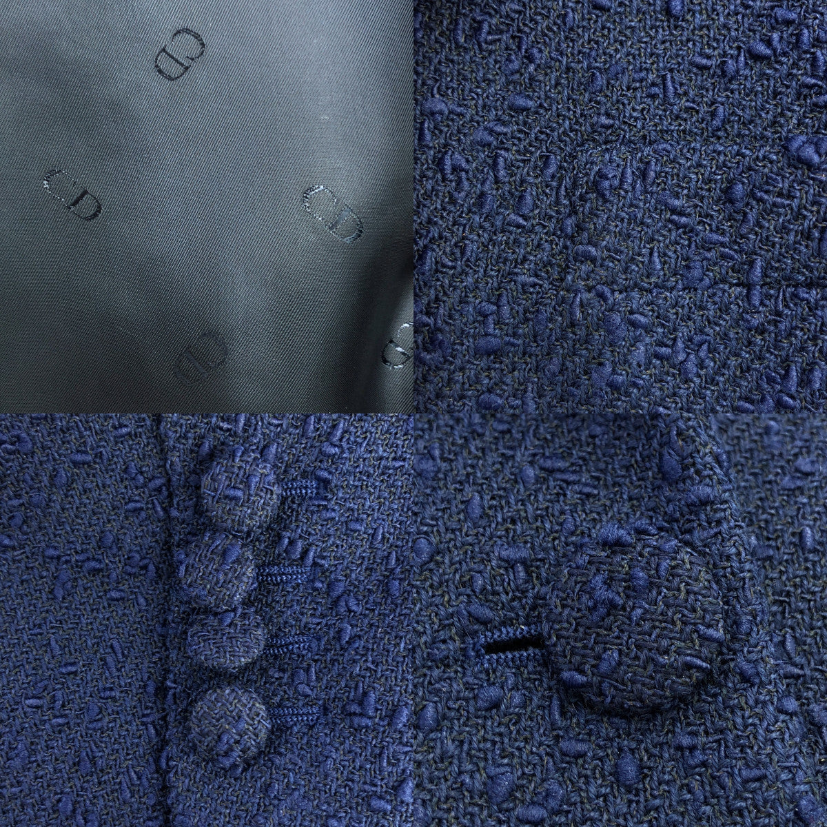 【미품】 Dior homme / 디올 옴므 | Wool and Cotton Blend Tweed Jacket / 트위드 재킷 / 로고 총 안감 | 46 | 네이비 | 남성